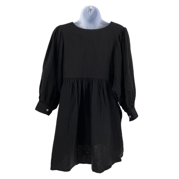 Pomander Place NEW Black Gauze Millie Swing Casual Relaxed Fit Mini Dress Size M - Picture 6 of 11